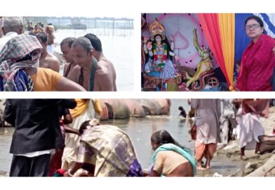 ময়মনসিংহের শম্ভুগঞ্জ ব্রক্ষপুত্র নদে আজ অনুষ্ঠিত হলো মহা অষ্টমী স্নান।